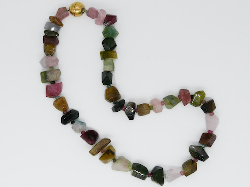 SOLD - A pre-owned multi-coloured tourmaline bead necklace