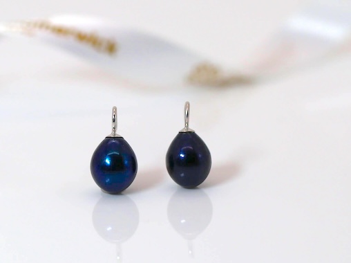 HARMONY COLLECTION - A Pair of Midnight Blue Dyed Freshwater Cultured Pearl Drops