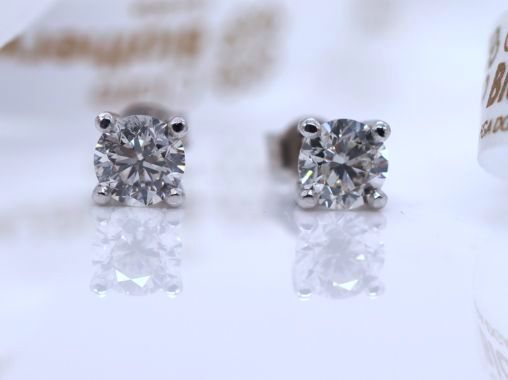 SOLD - A pair of pre-owned 18ct white gold diamond single-stone earstuds