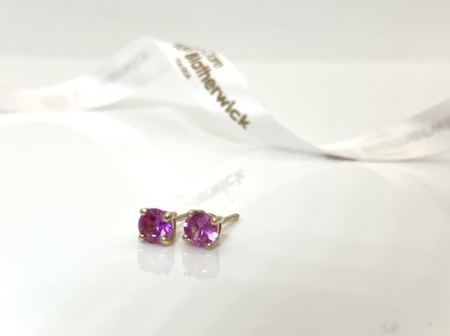 HARMONY COLLECTION - A Pair of Vibrant Pink Sapphire Earstuds 