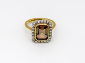 SOLD A pre-owned andalusite and diamond cluster ring